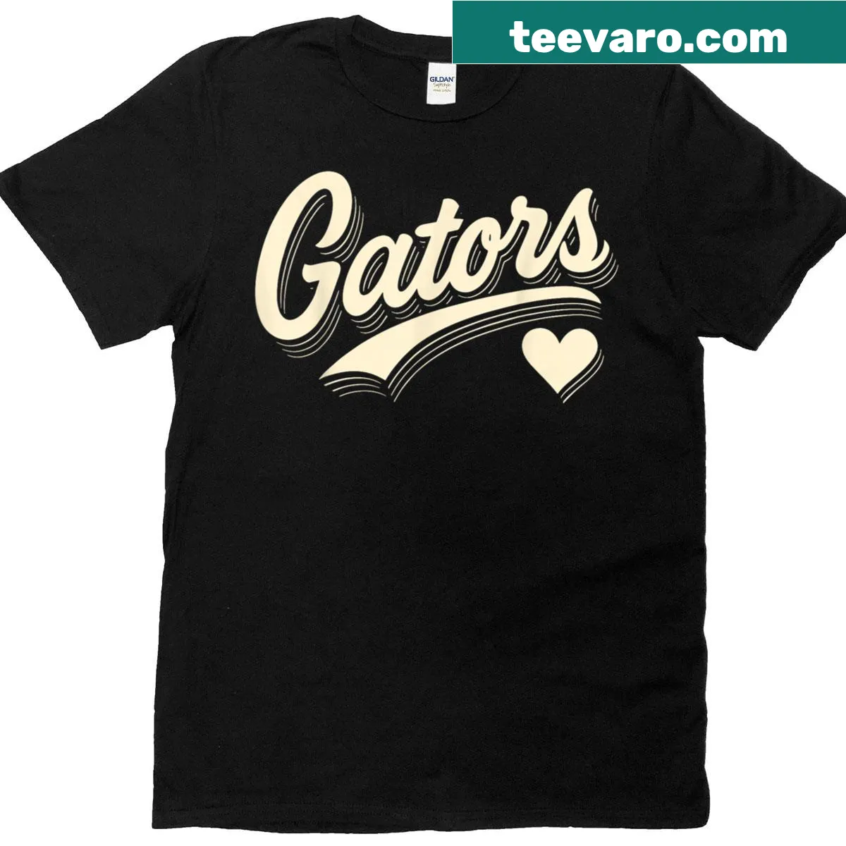 Distressed gator graphic t-shirt with personalized name design — on a men's t-shirt