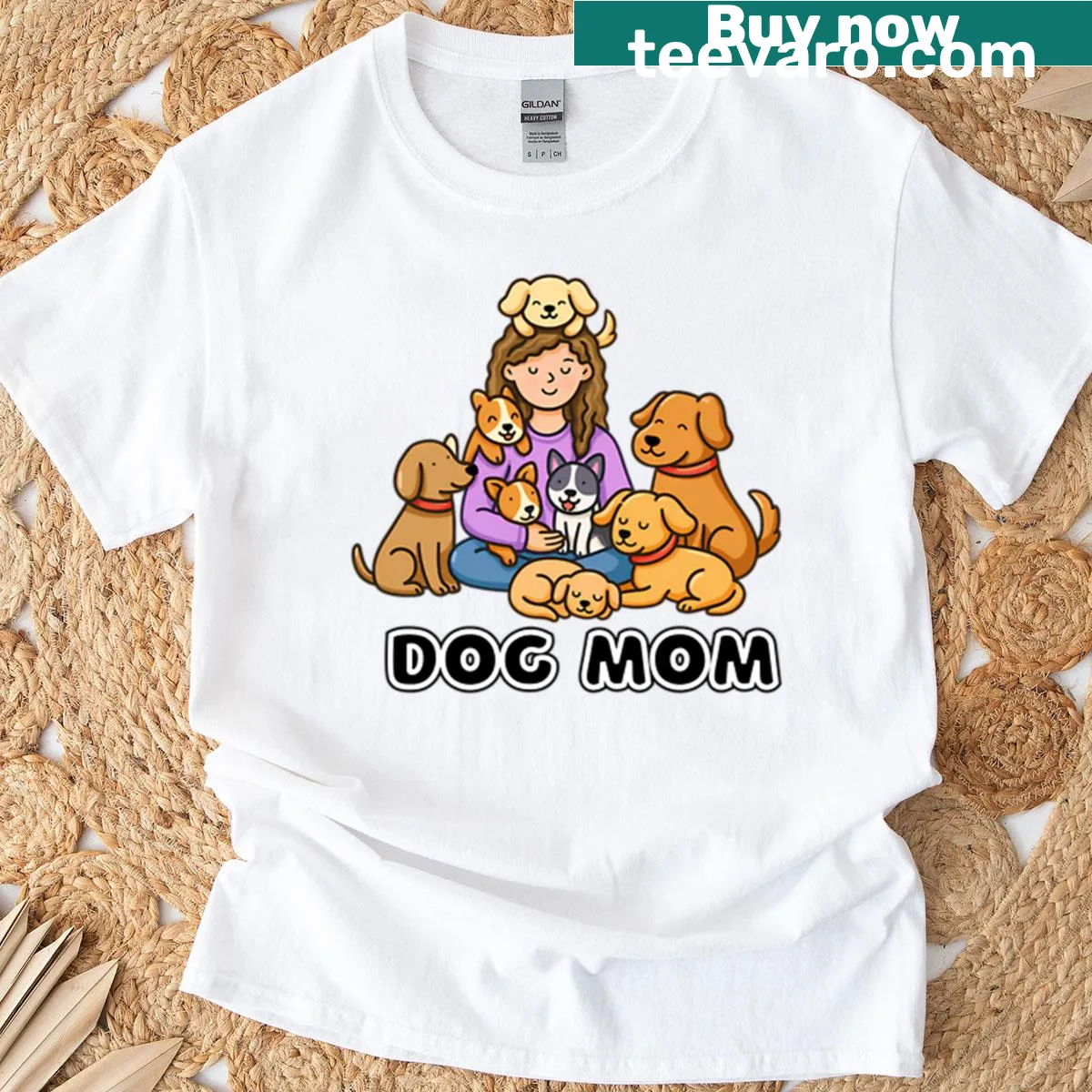 Funny Dog Mom T-shirt with playful typography — on a men's t-shirt