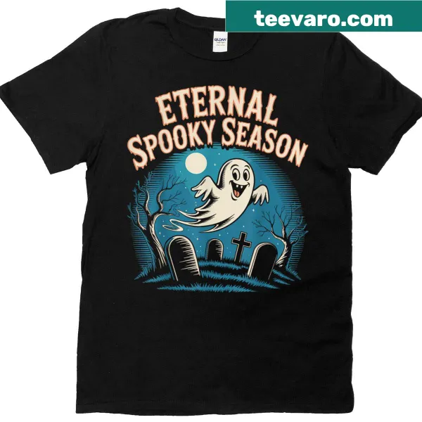 Retro ghost design T-shirt for spooky season lovers