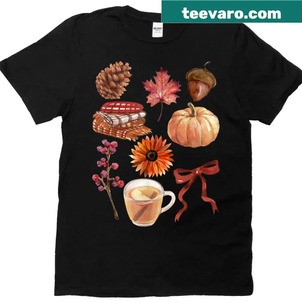Watercolor themed t-shirt capturing fall aesthetics