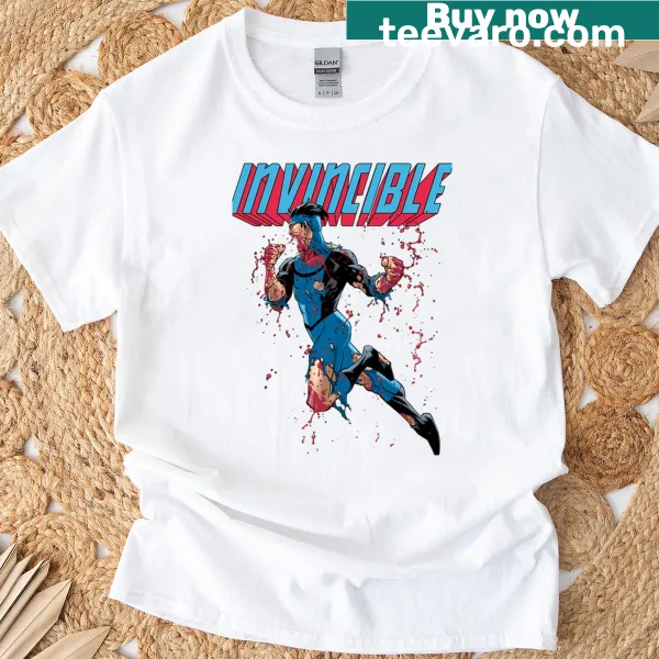 Funny cartoon T-shirt depicting a parody superhero dad and son