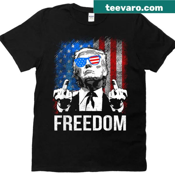 Minimalist t-shirt featuring bold text saying Freedom