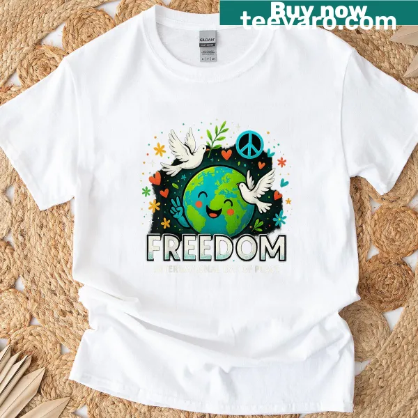 Illustrative T-shirt promoting peace with earth design for International Day of Peace