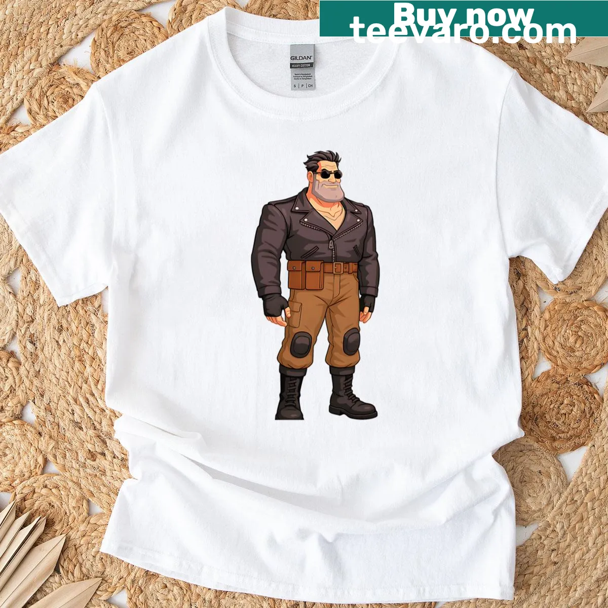 Retro T-shirt featuring Ben from Full Throttle DOS adventure game — on a men's t-shirt