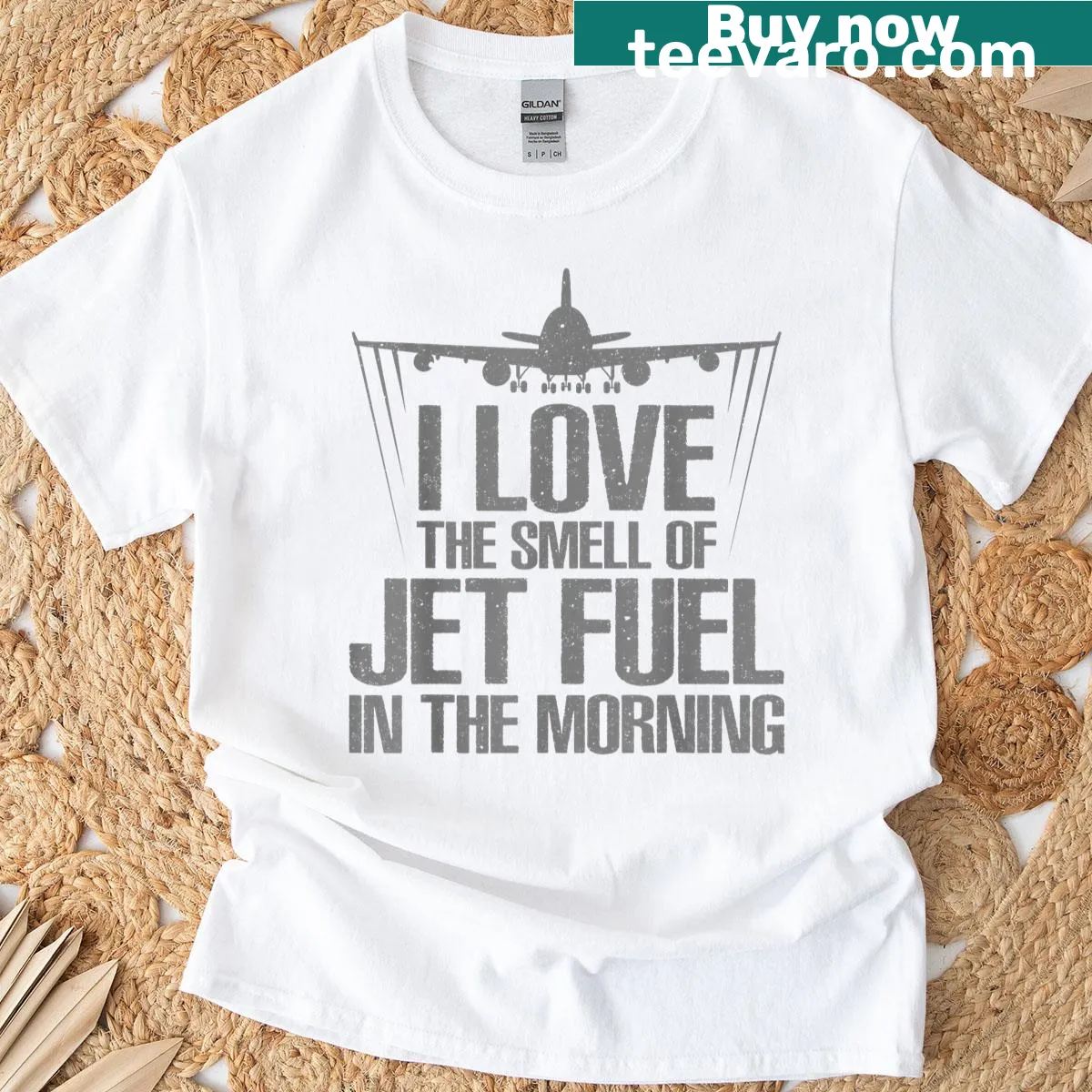 Humorous airplane graphic on a novelty aviation T-shirt — on a men's t-shirt