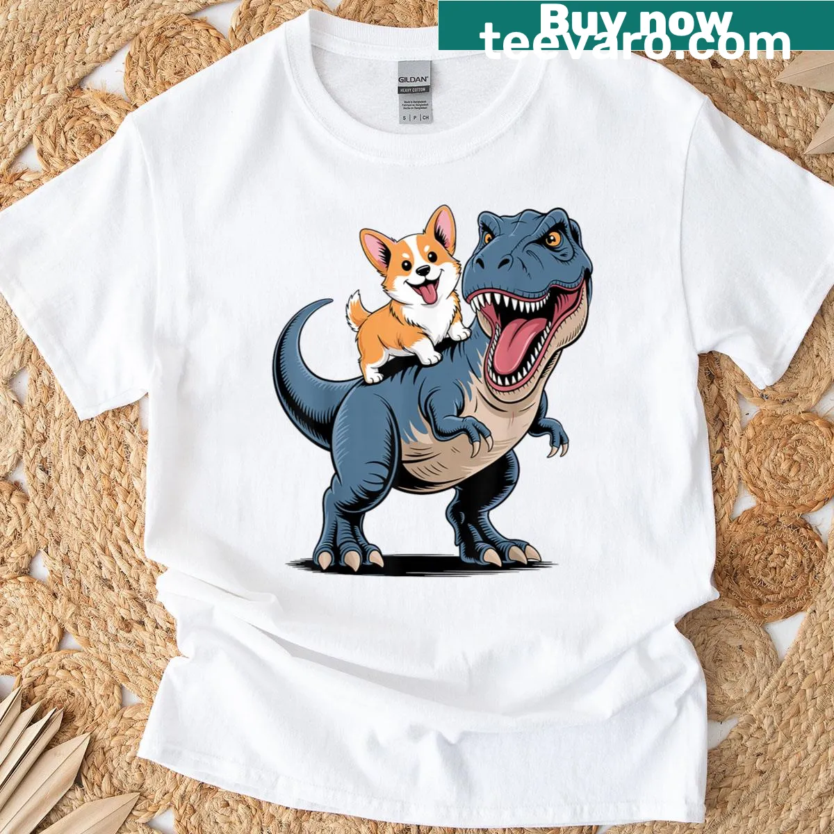 Illustration of a funny Welsh Corgi on a T-shirt for dog lovers — on a men's t-shirt