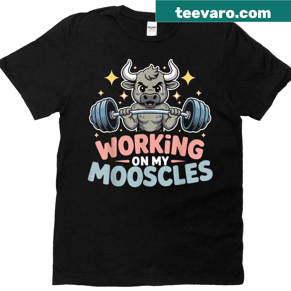 Funny fitness-themed T-shirt with athletic items design — on a men's t-shirt