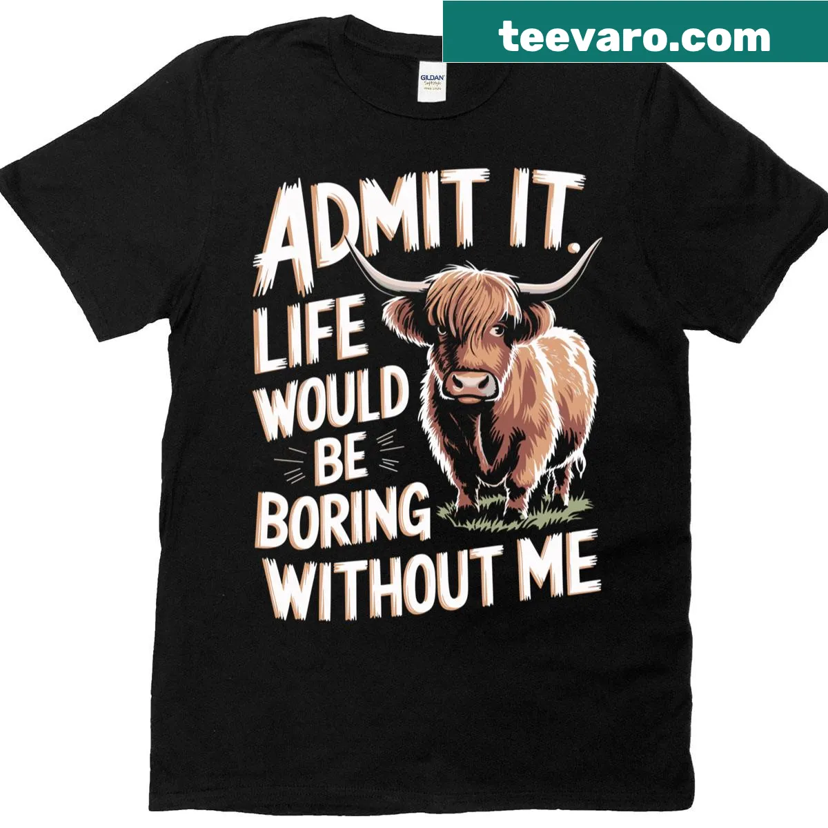 Funny quote with a Highland cow illustration on a t-shirt — on a men's t-shirt