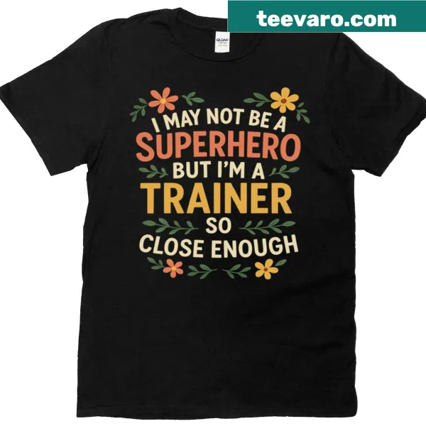 Humorous trainer shirt with fun superhero theme