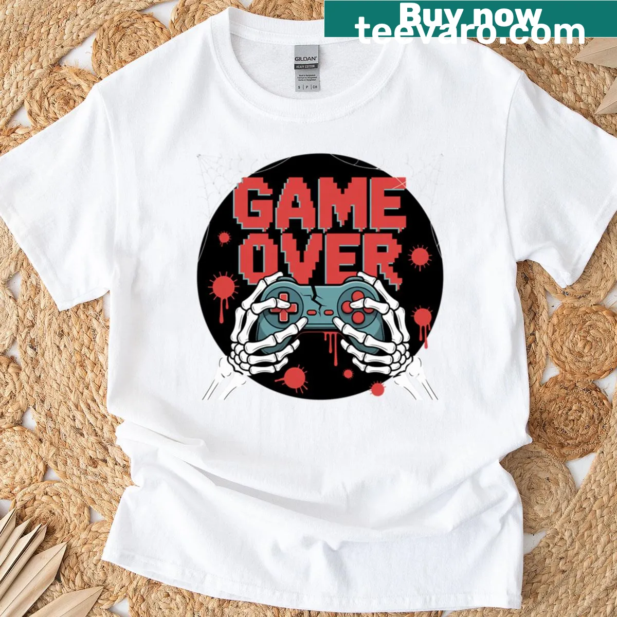 Creepy horror-inspired gaming design on a T-shirt — on a men's t-shirt