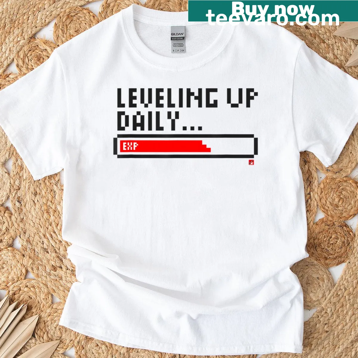 Gamer T-shirt with a playful progress bar graphic — on a men's t-shirt