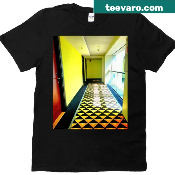 Abstract geometric design t-shirt inspired by hotel corridors