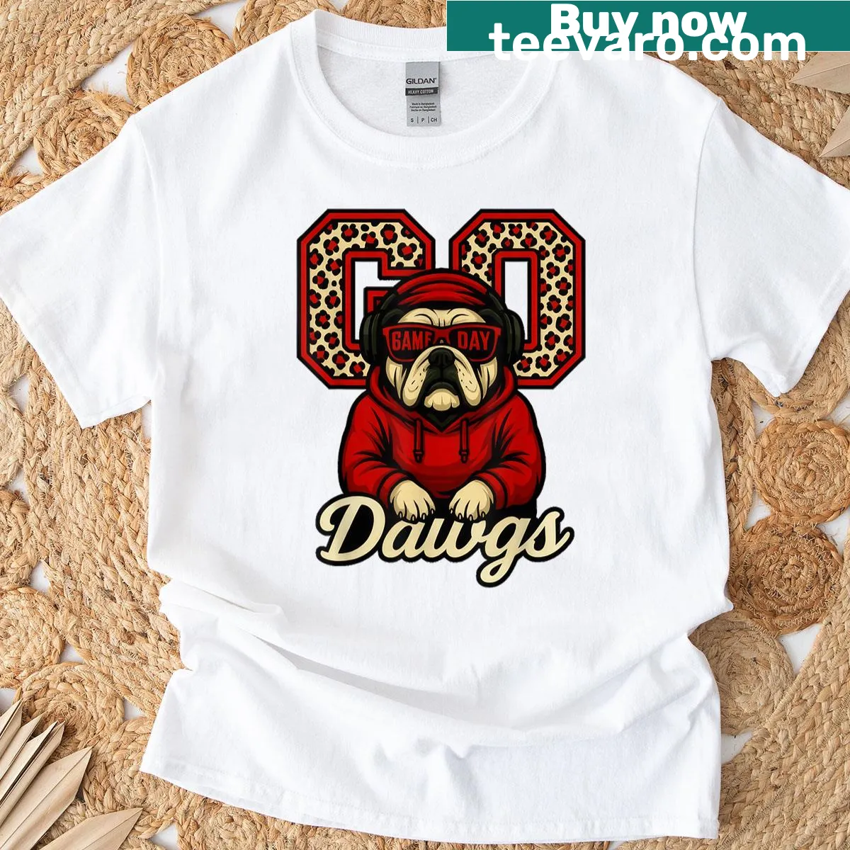 Go Dawgs typography T-shirt for bulldog fans — on a men's t-shirt