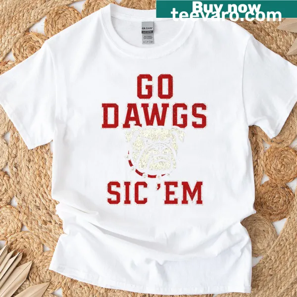 Sic Em Dawgs typography T-shirt for bulldog fans