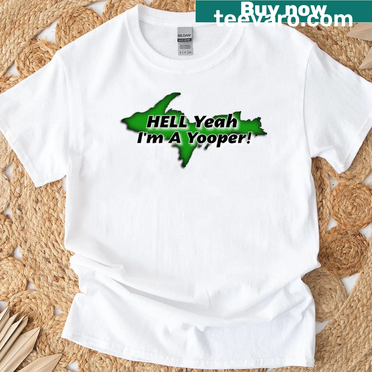 Typography graphic reading 'Hell Yeah I'm A Yooper' on a T-shirt — on a men's t-shirt