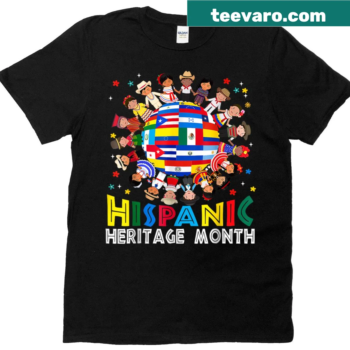 Earth illustration with Latin flag on a kid's T-shirt — on a men's t-shirt