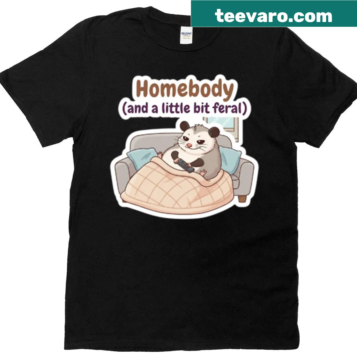 T-shirt celebrating homebodies with a fun twist about being feral — on a men's t-shirt