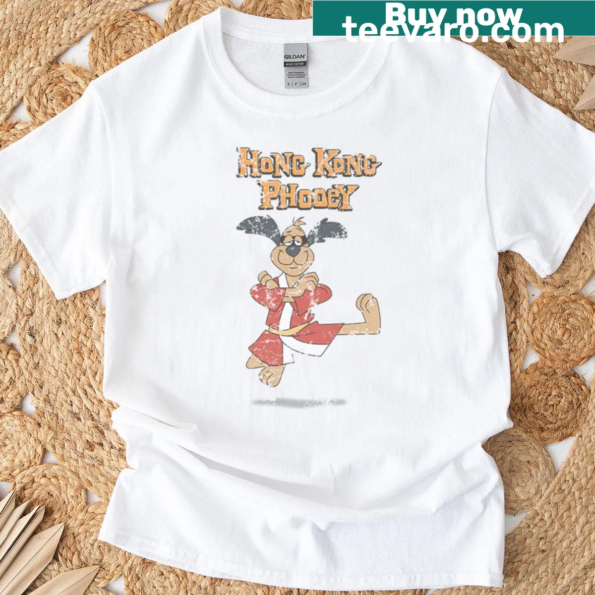 Retro-style T-shirt featuring Hong Kong Phooey character — on a men's t-shirt