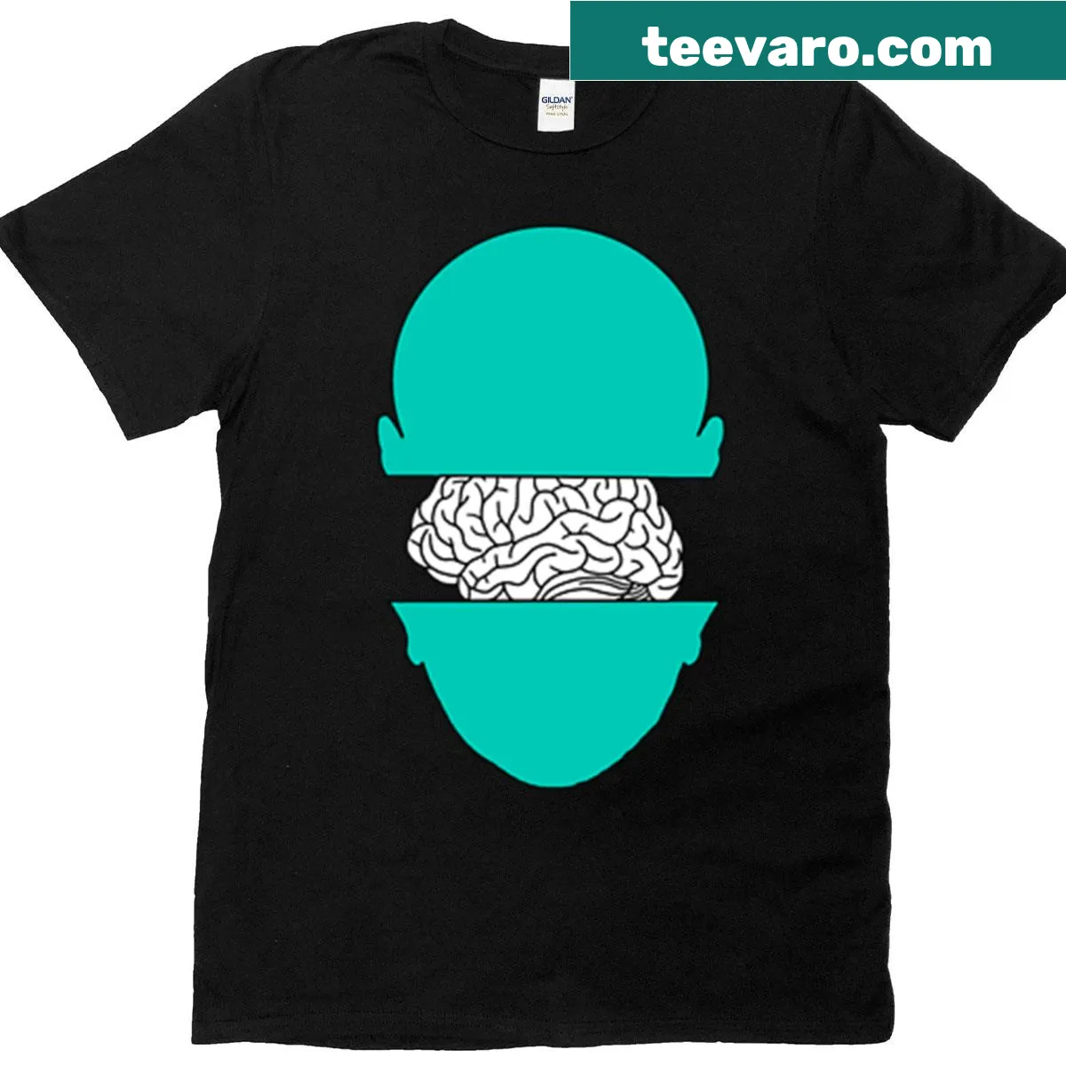 Silhouette of a human brain on a T-shirt — on a men's t-shirt