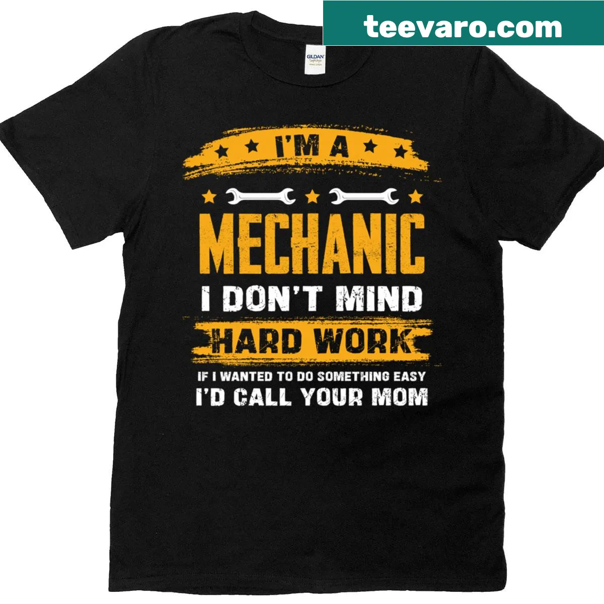 Funny mechanic t-shirt stating hard work doesn't bother them — on a men's t-shirt