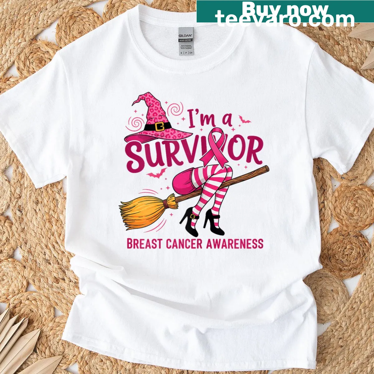 Empowering T-shirt that states I'm A Survivor for breast cancer awareness — on a men's t-shirt