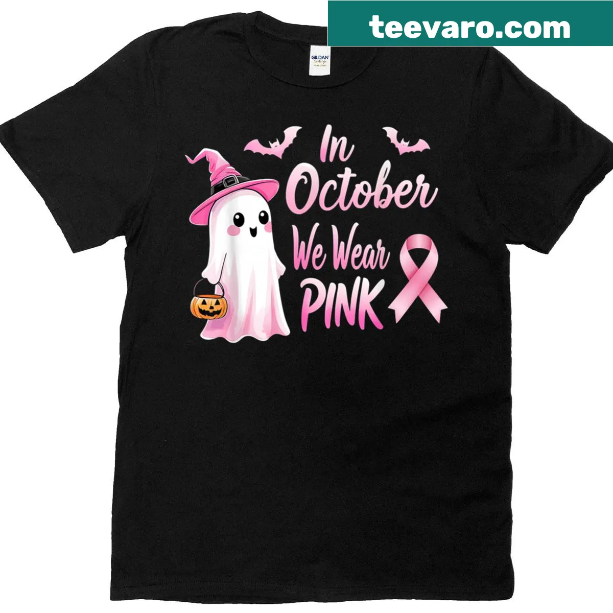 Halloween t-shirt promoting breast cancer awareness — on a men's t-shirt