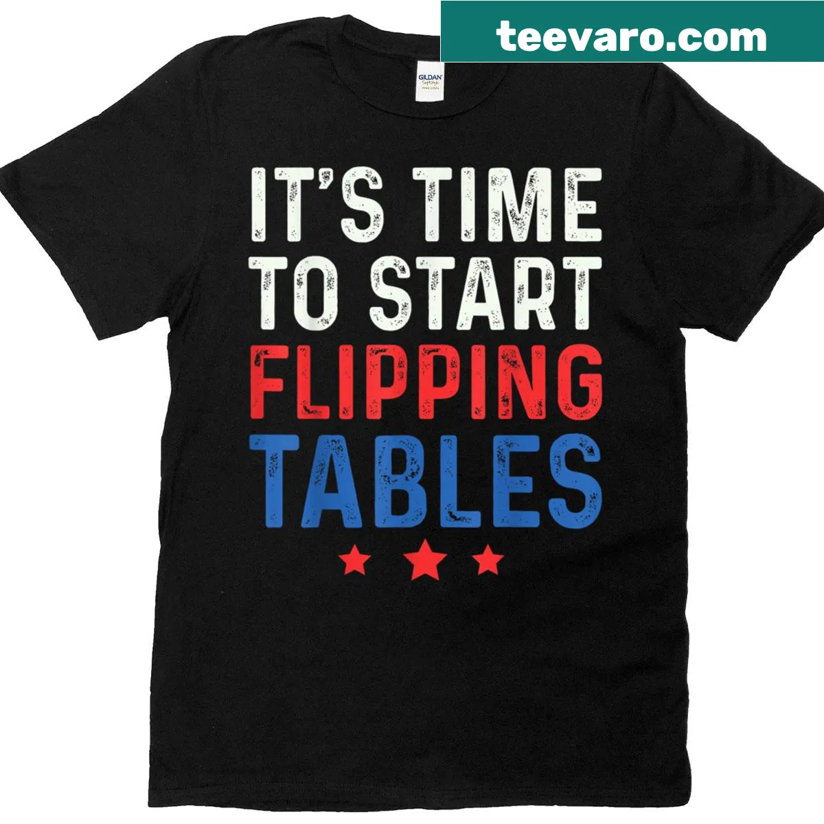 Sarcastic text graphic about flipping tables on a T-shirt — on a men's t-shirt