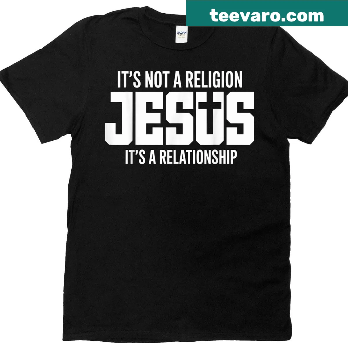 Text-based graphic emphasizing faith and relationship with Jesus on a T-shirt — on a men's t-shirt