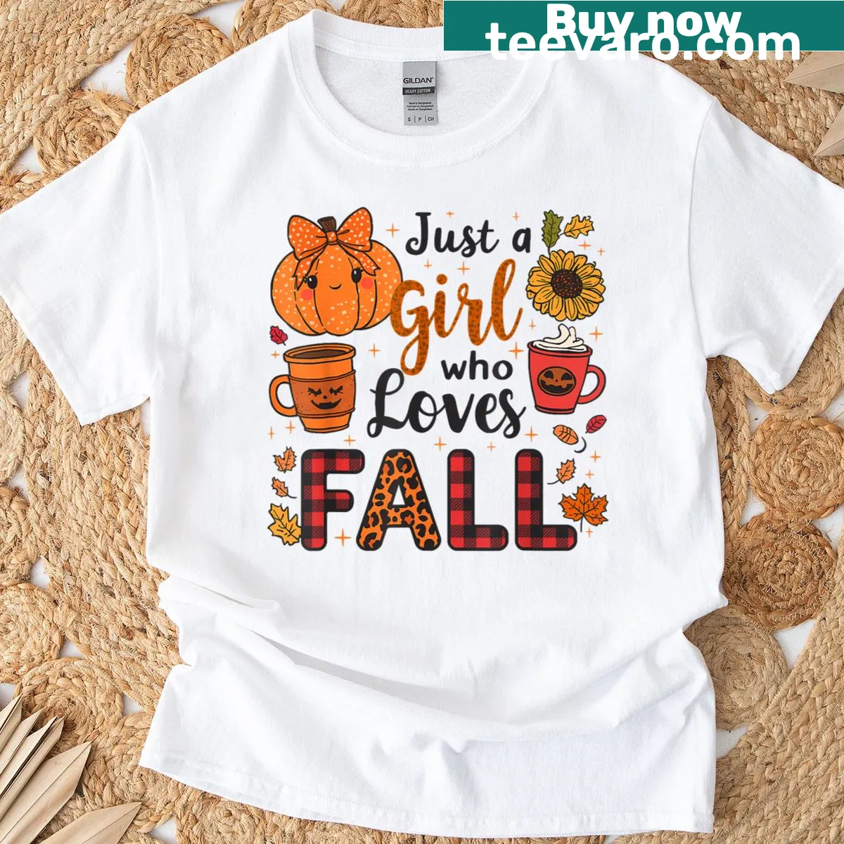 T-shirt with the phrase 'Just A Girl Who Loves Fall' — on a men's t-shirt