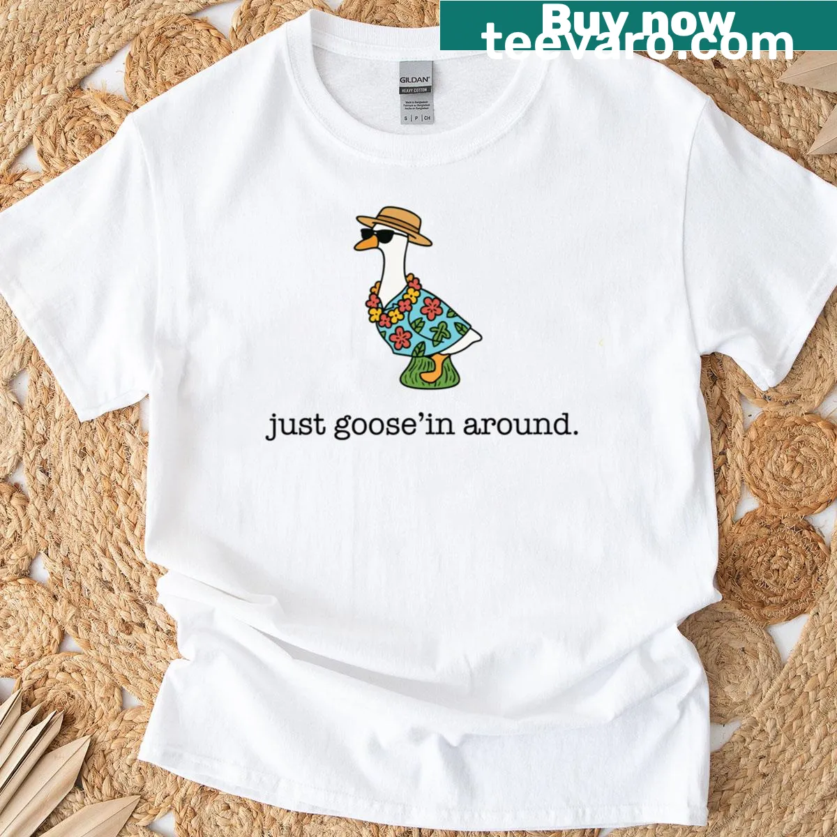 Cute cartoon goose graphic on a funny t-shirt — on a men's t-shirt