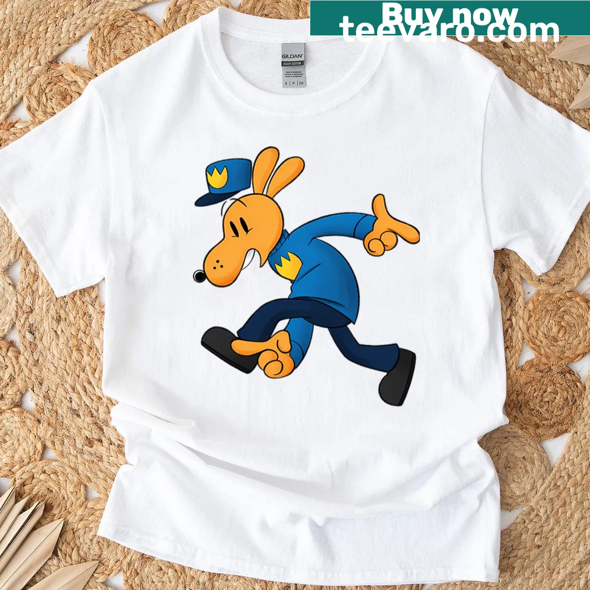 Funny animated adventure-themed kids t-shirt — on a men's t-shirt