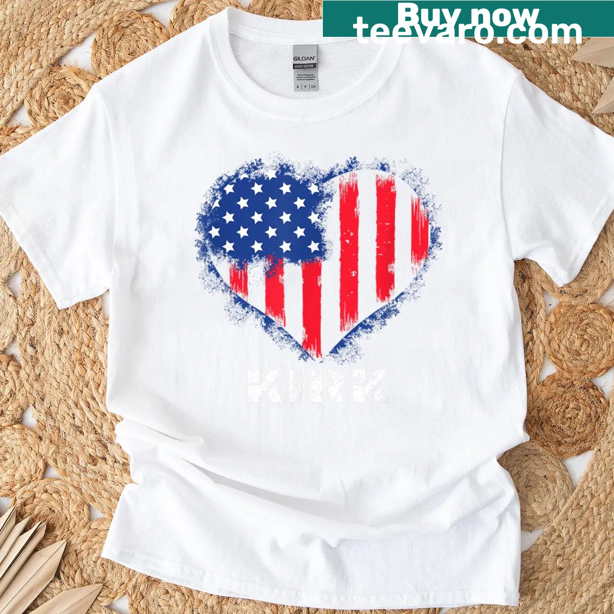 Personalized shirt with USA flag heart design. — on a men's t-shirt