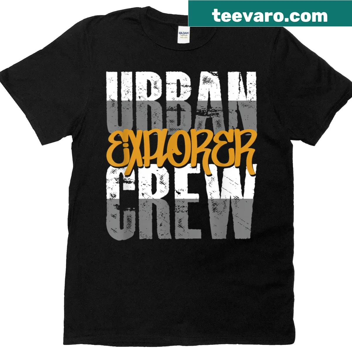 Exploration T-shirt with silhouette of abandoned building — on a men's t-shirt