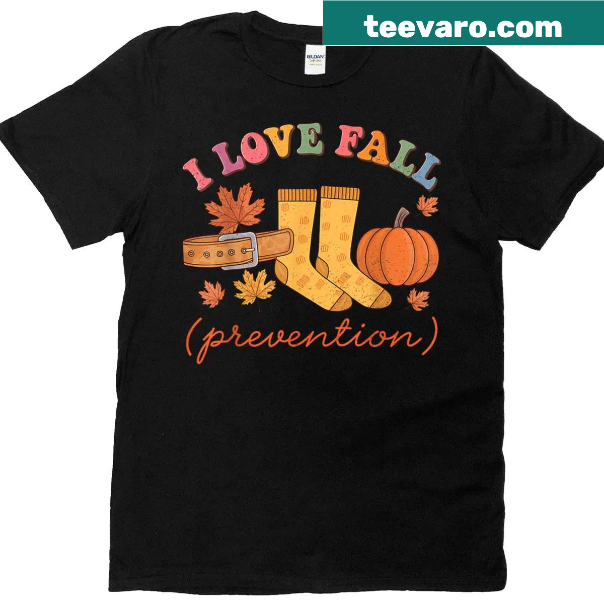 Thanksgiving-themed nursing T-shirt with fall prevention message — on a men's t-shirt