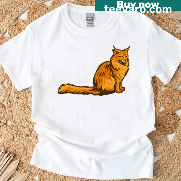 Elegant vector illustration of a Maine Coon cat on a t-shirt