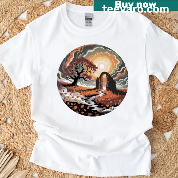 Artistic autumn landscape illustration