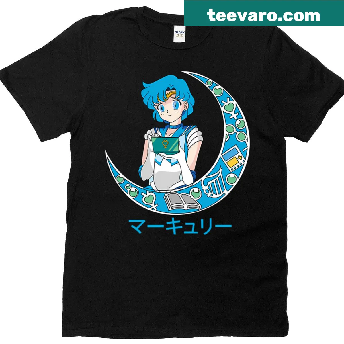 Illustration of Mercury with a heroic theme and text. — on a men's t-shirt
