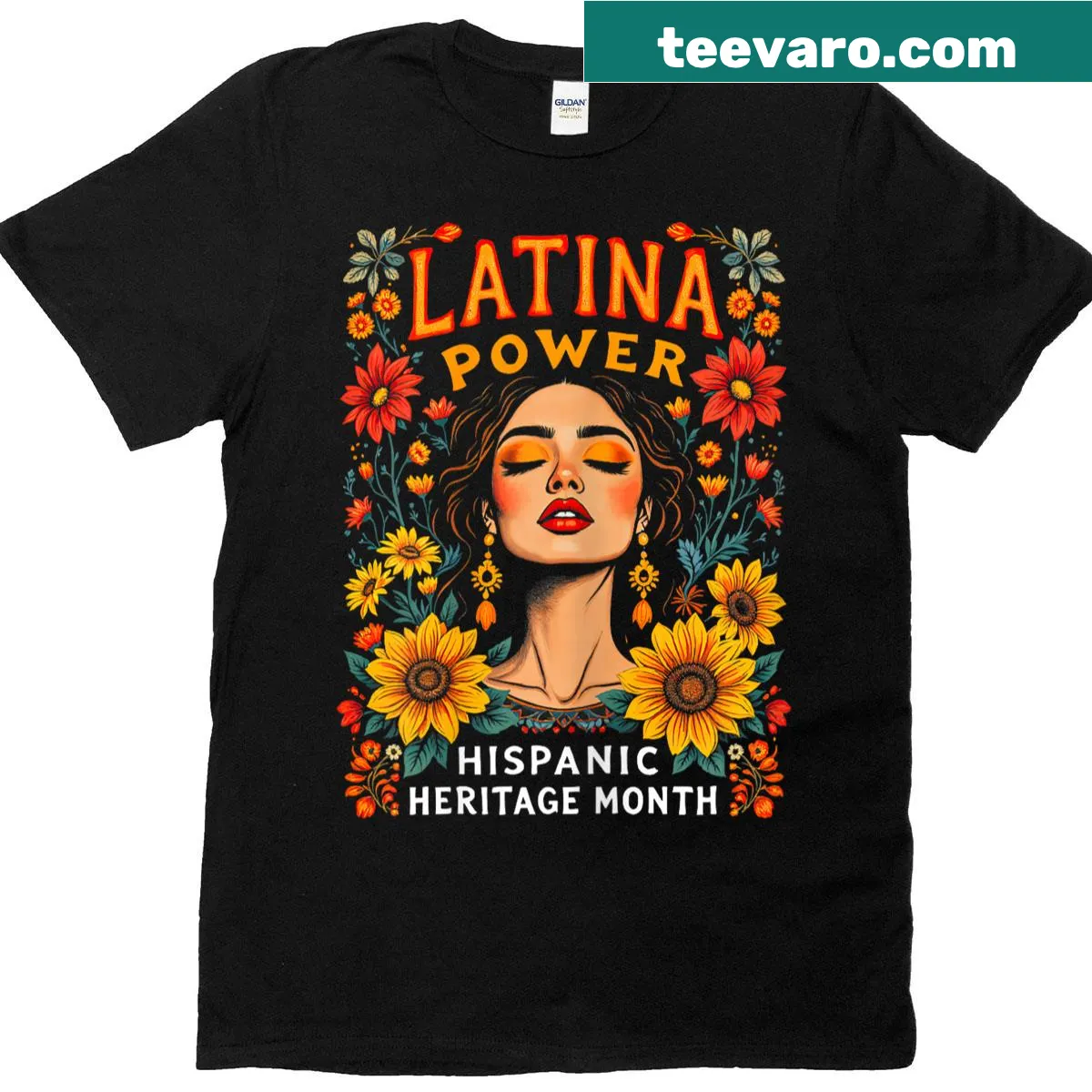 Empowering T-shirt celebrating Latina pride with floral designs — on a men's t-shirt