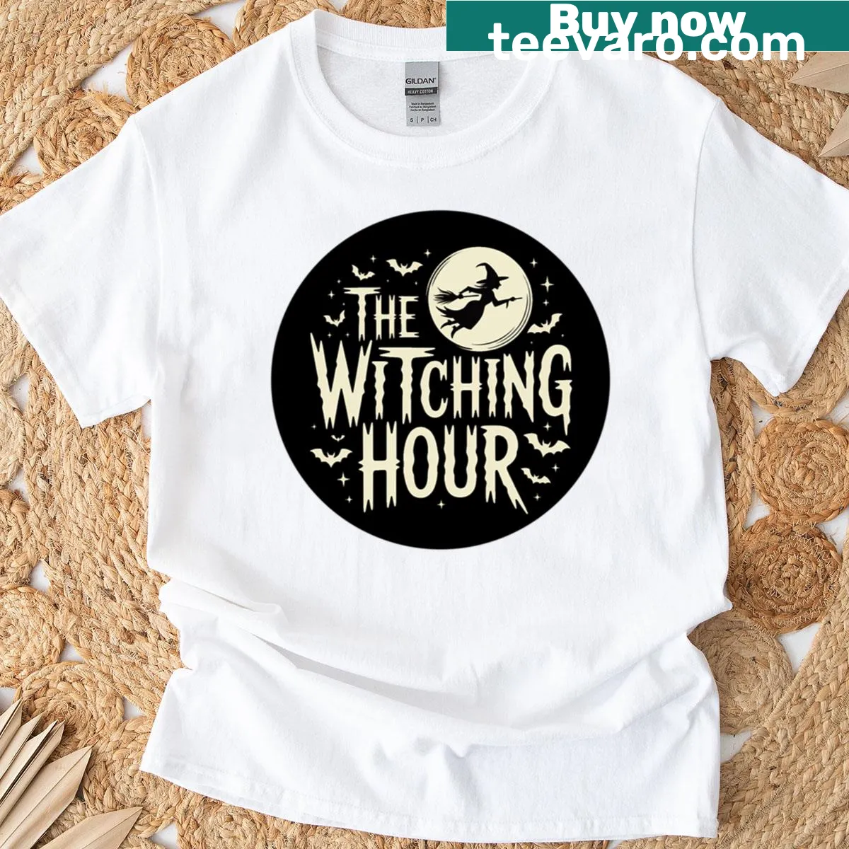 Eerie illustration for spooky nights on oversized T-shirt — on a men's t-shirt
