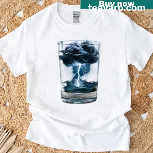 Hyperrealistic storm illustration in a glass of water