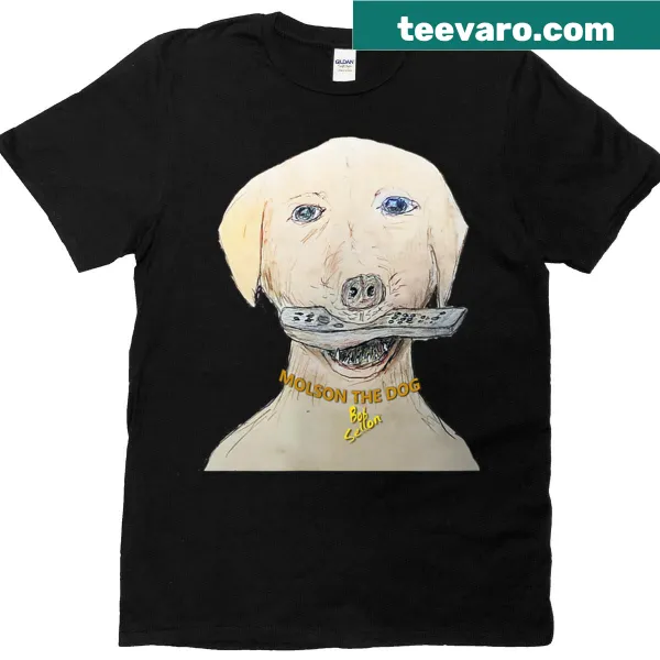 Cartoon of Molson the dog on T-shirt