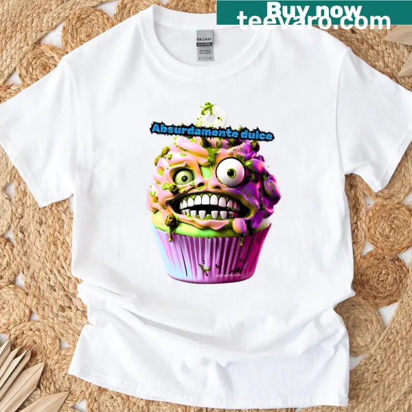 Cartoon monster cupcake with a big smile