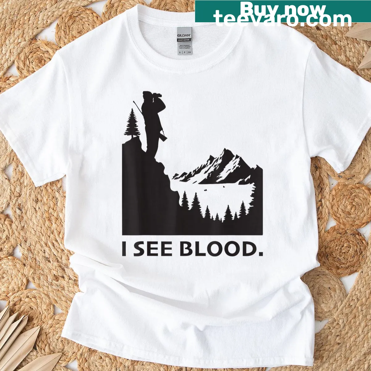 Vintage-style t-shirt with Montana hunting graphics — on a men's t-shirt