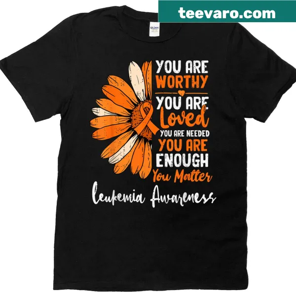 Sunflower and ribbon illustration for leukemia awareness on T-shirt.