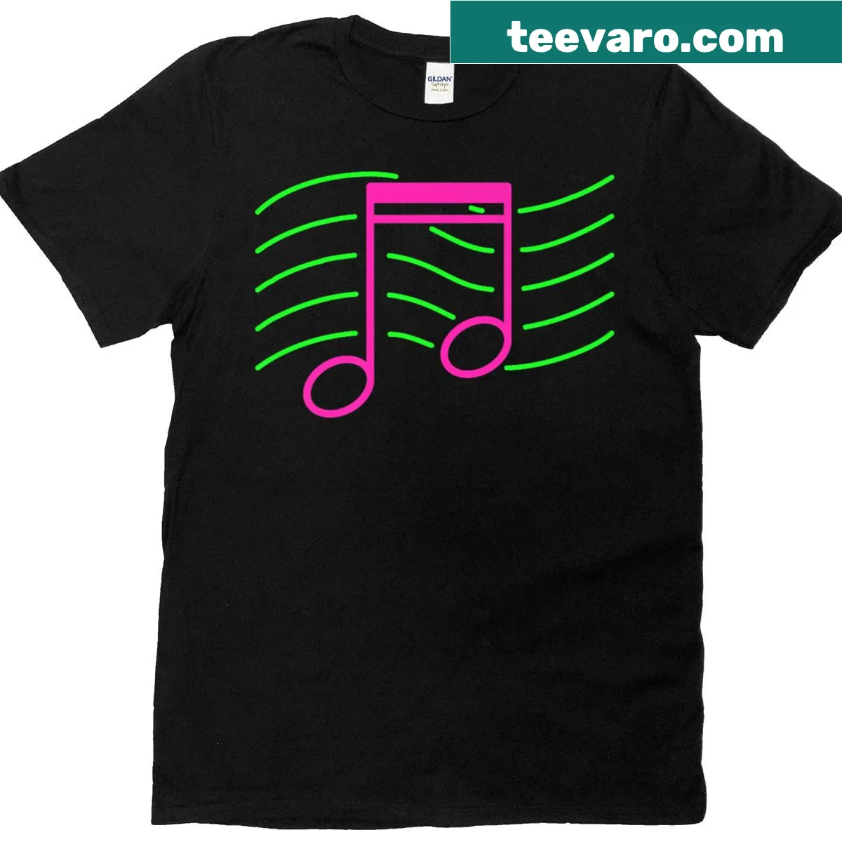 Premium T-shirt with staff lines and sixteenth notes — on a men's t-shirt