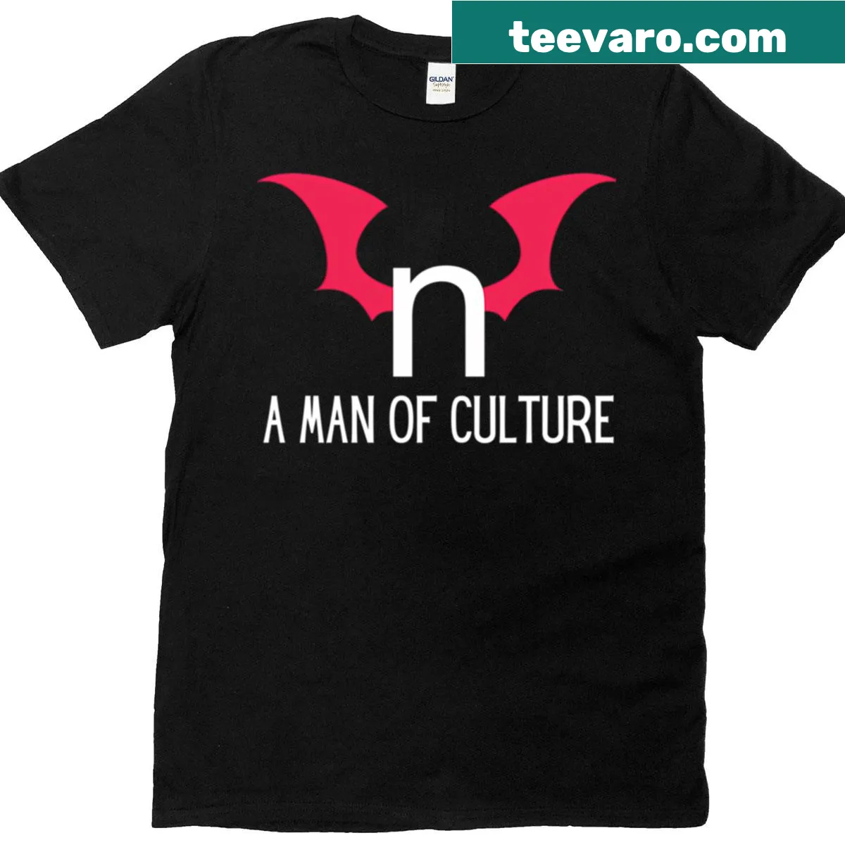 A humorous t-shirt featuring the phrase 'A Man Of Culture' in bold text. — on a men's t-shirt