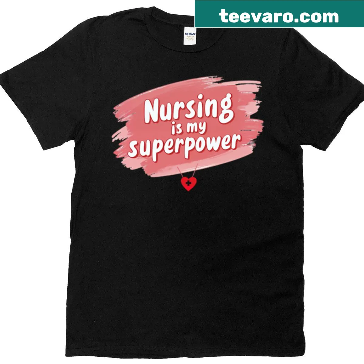 Nursing Is My Superpower t-shirt with inspiring typography — on a men's t-shirt