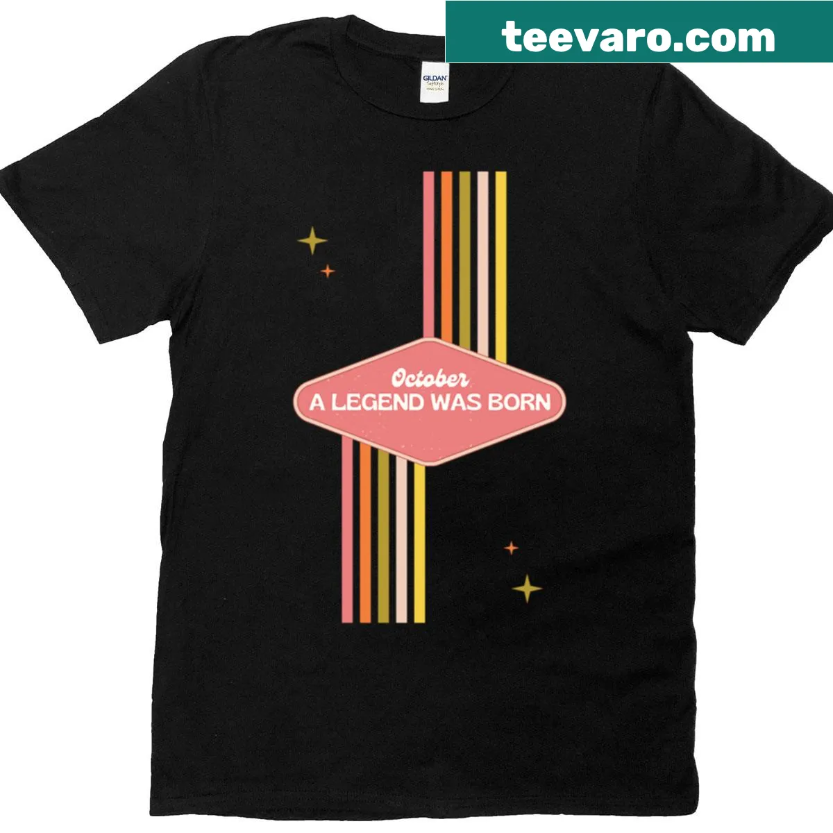 Retro typography T-shirt celebrating October birthdays — on a men's t-shirt