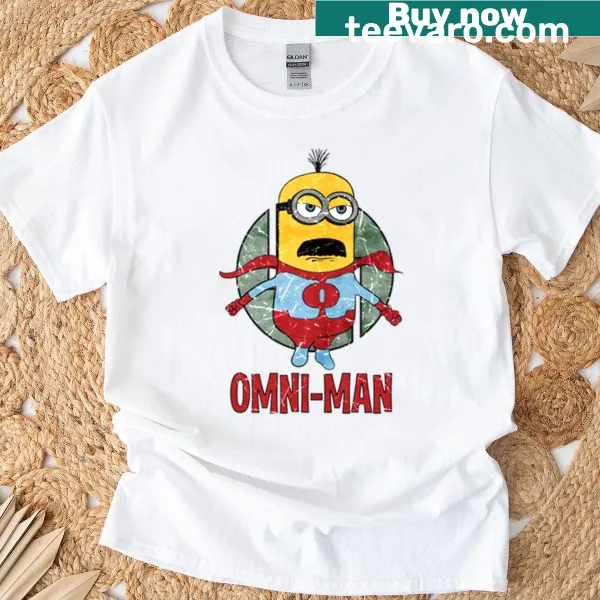 Retro Omni Man t-shirt featuring a superhero emblem design