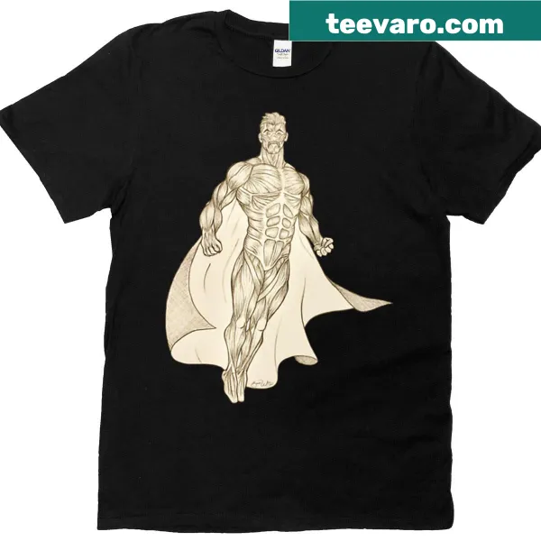 T-shirt featuring Omniman's muscle anatomy design